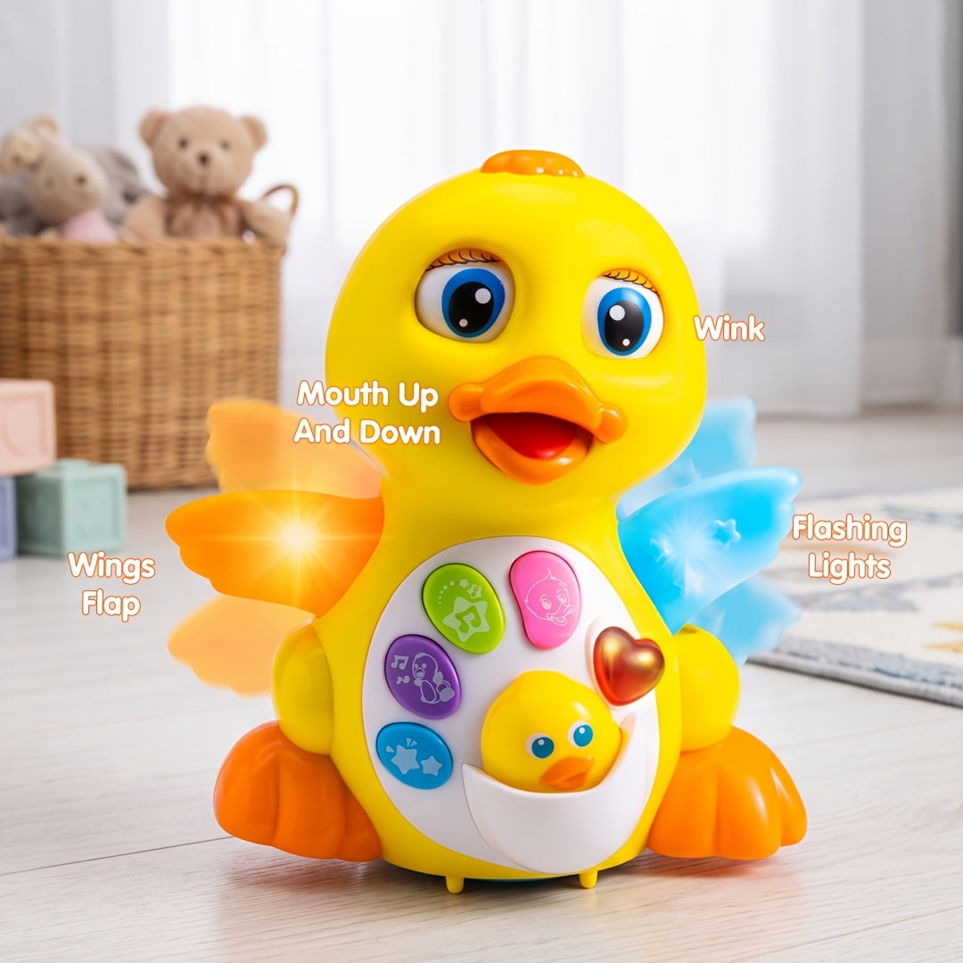 Dancing Walking Duck Toy with Music and Lights for Baby Toddlers 6 Months+ - Light-Up Musical Learning Toy, 5 Buttons 7 Melodies, Sensory Development, Christmas Birthday Gift for Infant Kids