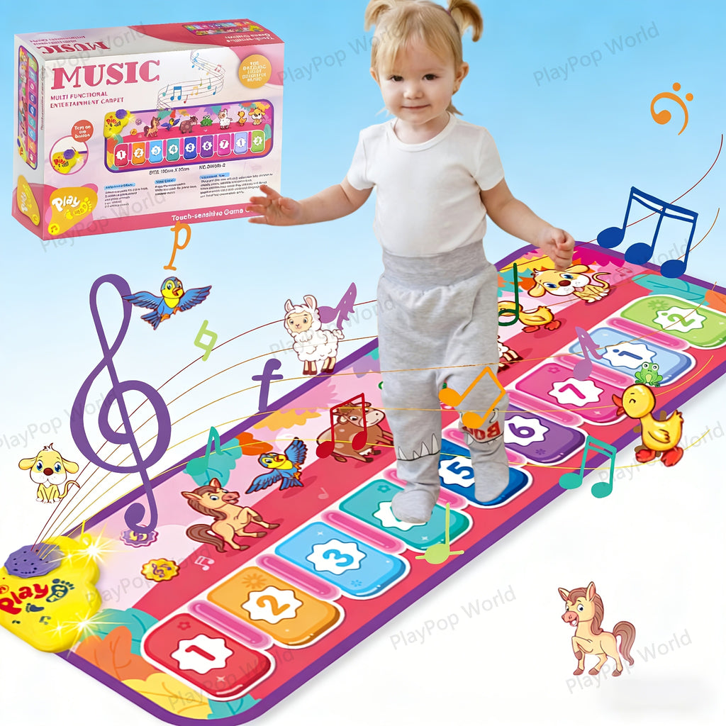 Kids Piano Play Mat – Farm Animal Musical Carpet Dance Mat with Keyboard & Sounds, Sensory Educational Toy for Babies Toddlers Boys Girls Indoor Outdoor, Birthday Christmas Gift