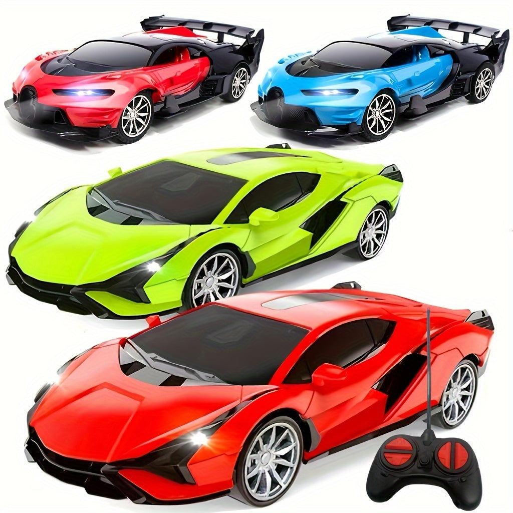 RC Car Toy 1:24 Scale High-Speed Drift Remote Control Car with LED Lights & 4-Channel Control – Kids Birthday Christmas Halloween Gift Blue Black Red