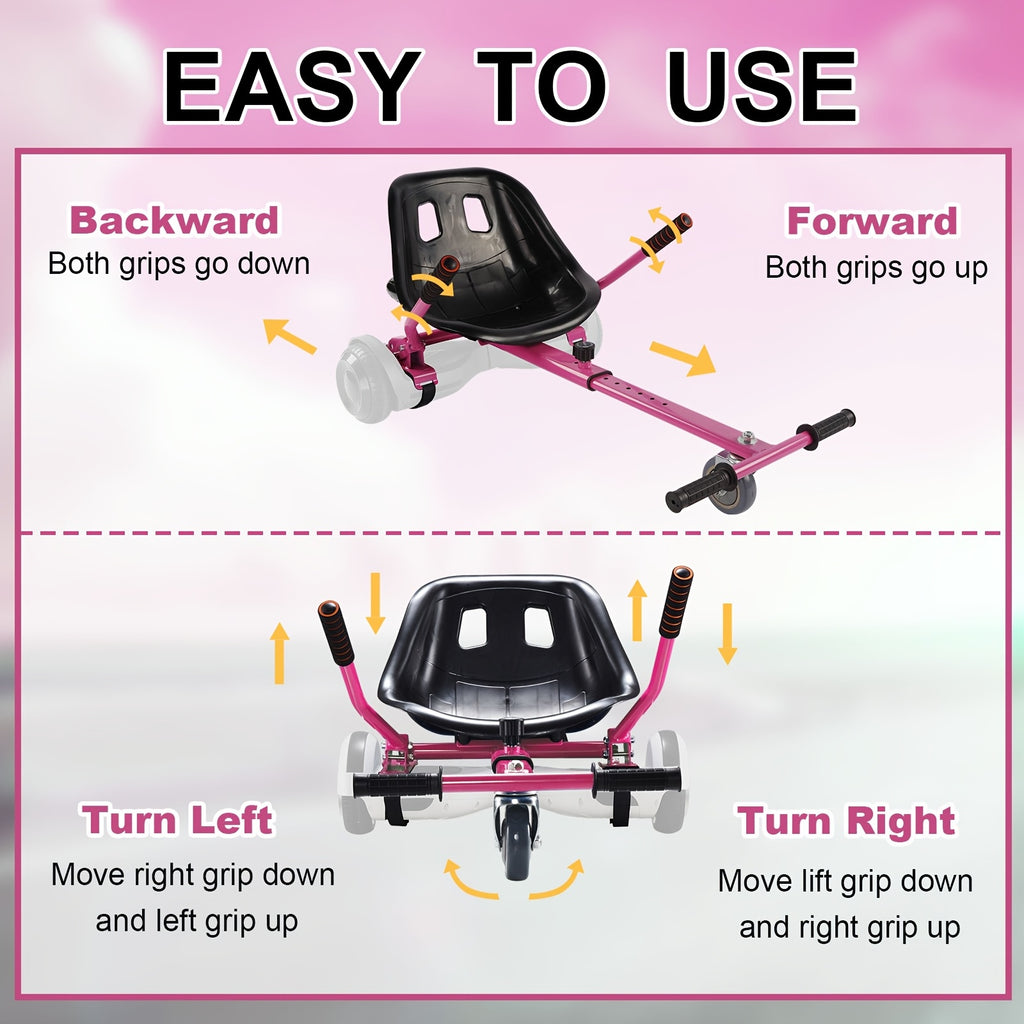 Hoverboard Go Kart Attachment for 6.5"-10" Hoverboards – Kids Hover Cart Seat Conversion Kit with Off-Road Tires, Shock Absorber & 360° Steering – Birthday Christmas Gift (Hoverboard Not Included)