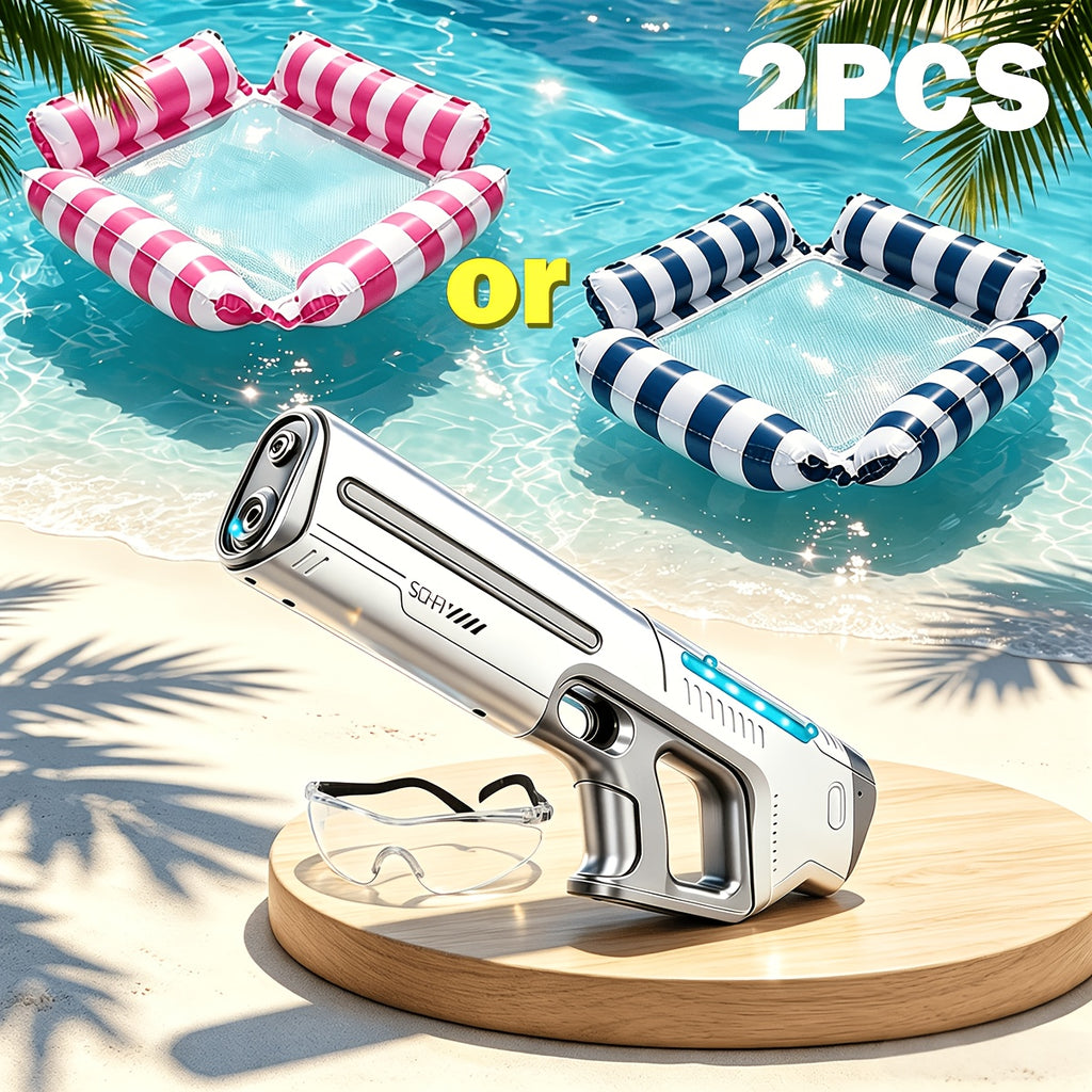2-Pack Electric Water Gun with LED Light & 40ft Range – USB Rechargeable Auto-Fill Pulse Jet Squirt Gun for Pool Beach Backyard Kids Adults