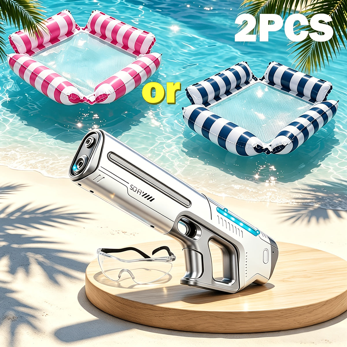 2-Pack Electric Water Gun with LED Light & 40ft Range – USB Rechargeable Auto-Fill Pulse Jet Squirt Gun for Pool Beach Backyard Kids Adults