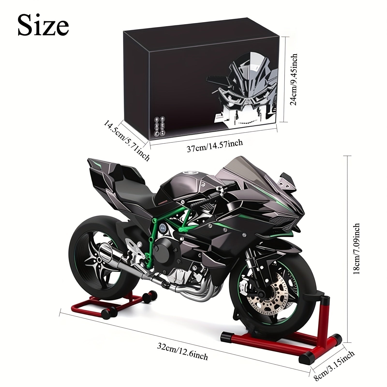 Die-Cast Motorcycle Model with Realistic Sound Effects & Exhaust Spray – 1:6 Scale Alloy Replica with LED Lights, Rotating Wheels & 8 Accessories, Collector Gift for Motorcycle Enthusiasts