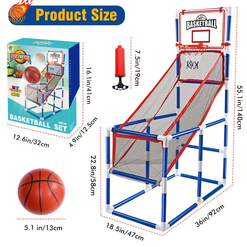 Kids Basketball Hoop Set Arcade Game with 4 Balls & Air Pump - Indoor Outdoor Sport Toy Ages 3+ - Birthday Christmas Easter Halloween Gift for Boys Girls