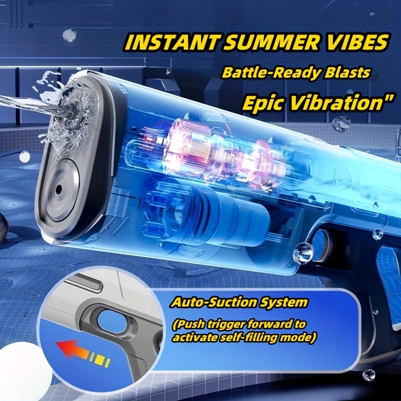 2-Pack Electric Water Gun with LED Light & 40ft Range – USB Rechargeable Auto-Fill Pulse Jet Squirt Gun for Pool Beach Backyard Kids Adults