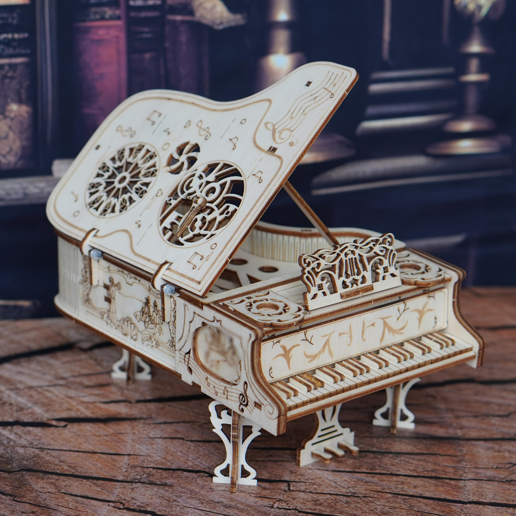 3D Wooden Piano Puzzle Model Kit – DIY Hand-Assembly Musical Instrument Replica, Laser-Cut Plywood Craft Kit, Unique Gift for Music Lovers, Adults & Teens