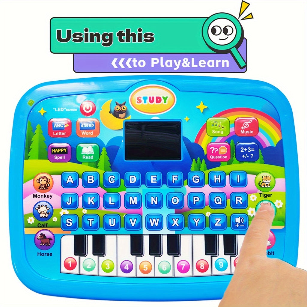 Kids Multifunctional Learning Tablet Ages 3+ – Educational Toy with Alphabet, Numbers, Music, Animals & Piano Keys, Interactive Learning Machine for Toddlers Boys Girls, Birthday Gift