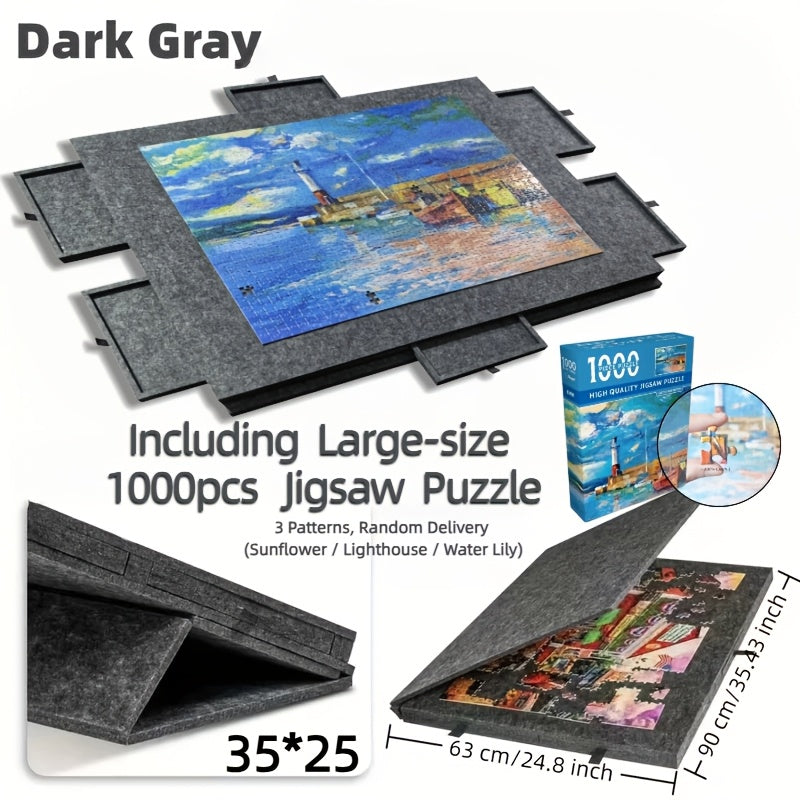Portable Puzzle Board for 1000 & 1500 Piece Puzzles – Large Non-Slip Puzzle Table with Storage, Family Game Night Puzzle Tray for Adults and Kids