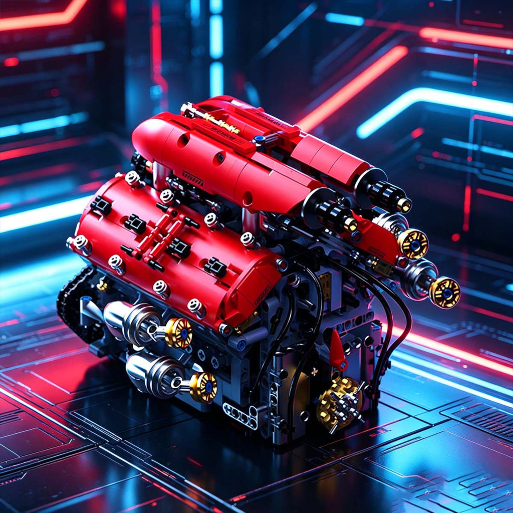 V8 Engine Building Blocks Set 1370pcs Functional Simulated Automobile Engine Model Dynamic Operable Mechanical Structure Adult Tech Assembly Kit