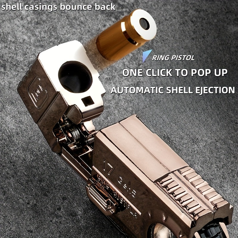 Alloy Finger Pistol Fidget Stress Relief Toy – One-Touch Cartridge Metal Fingertip Gun Novelty Mischievous Toy Perfect Gift for Adults Teens