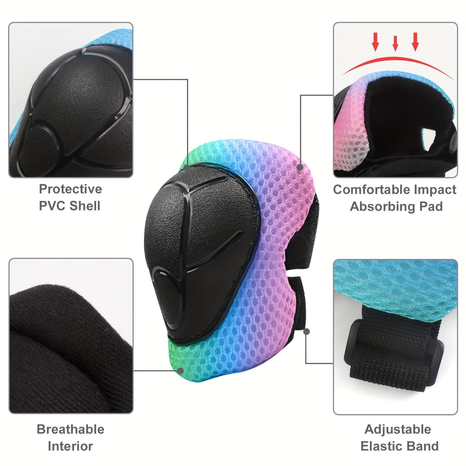 Kids Bike Helmet Set with Knee and Elbow Pads Adjustable Protective Gear for Boys Girls Ages 5 Plus Cycling Skating Scooter - Birthday Gift