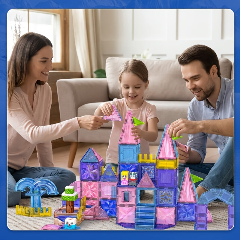 Magnetic Tiles 114pcs Princess Ice Castle Building Set 3D STEM Construction Toy for Girls Boys Ages 3-8 - Birthday Christmas Gift
