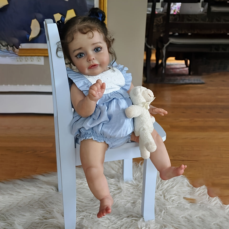 Weighted Reborn Baby Doll Girl 20 Inch Lifelike Newborn – Hand-Painted Details Implanted Eyelashes Movable Arms Fits Newborn Clothes Kids Collectors Birthday Christmas Gift