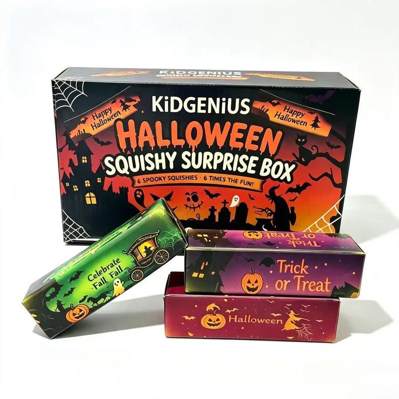 Halloween Stress Ball Set by KIDGENIUS, Soft PU Slow Rising Squishy Fidget Toys in 3-Pack or 6-Piece Gift Box for Party Favors and Sensory Desk Breaks