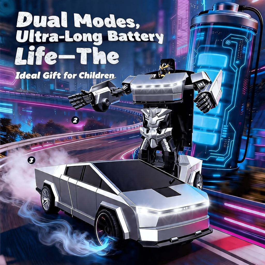 1:18 Scale One-Button Transforming Robot RC Car with LED Headlights - 360° Spinning & Drifting Remote Control Toy Car Birthday Christmas Easter Gift for Boys Girls