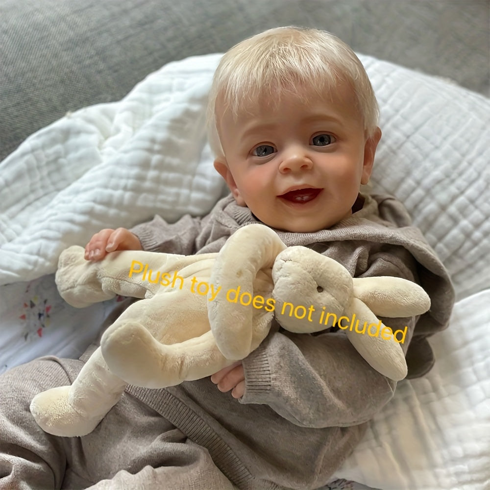 24 Inch Hand-Rooted Hair Reborn Baby Doll Soft Cloth Body – Awake Lifelike Newborn, Fits 3-6M Clothes, 3.5 lbs, Pacifier, Bottle & Birth Certificate in Gift Box, 60cm Gift for Girls