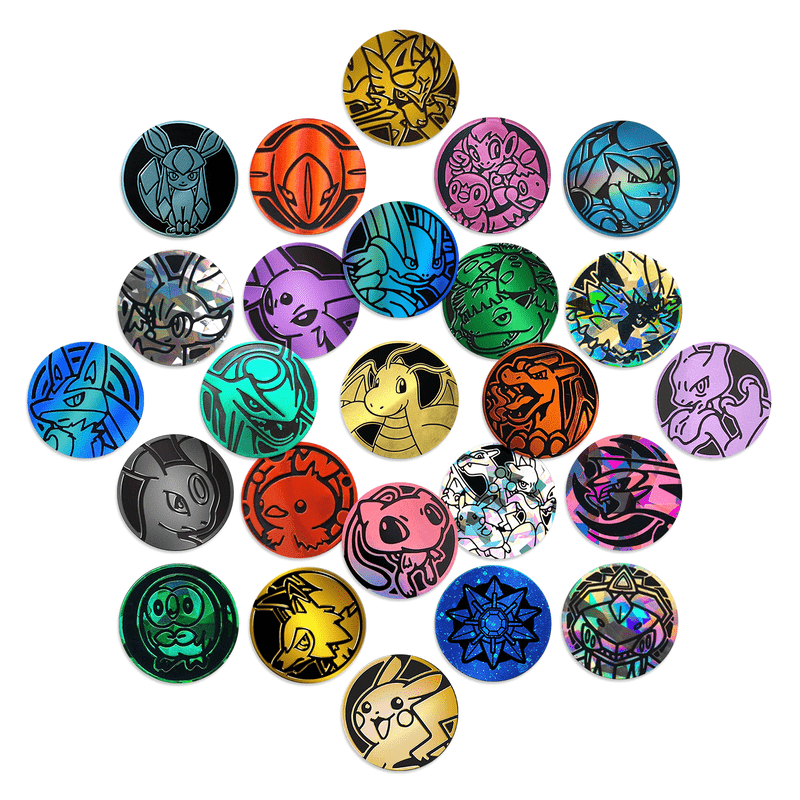 Pokemon TCG Coins Lot 10 Assorted Official Collectible – Charizard Pikachu Mewtwo Eevee Lugia Gengar Tournament Legal Birthday Gift for Kids Pokemon Fans