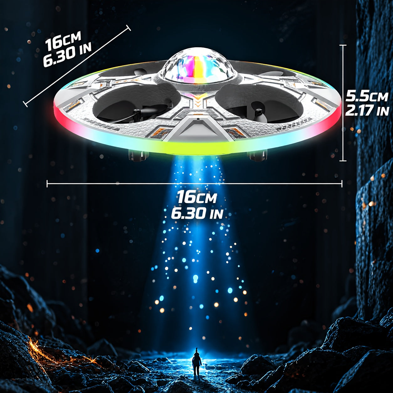 Mini UFO Drone for Kids RC Helicopter Remote Control Airplane with LED Lights Auto Hover 2 Batteries 14 Min Flight Indoor Outdoor Toy Gift