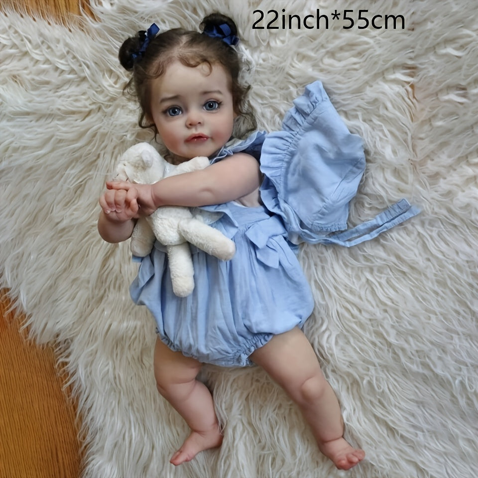 Weighted Reborn Baby Doll Girl 20 Inch Lifelike Newborn – Hand-Painted Details Implanted Eyelashes Movable Arms Fits Newborn Clothes Kids Collectors Birthday Christmas Gift