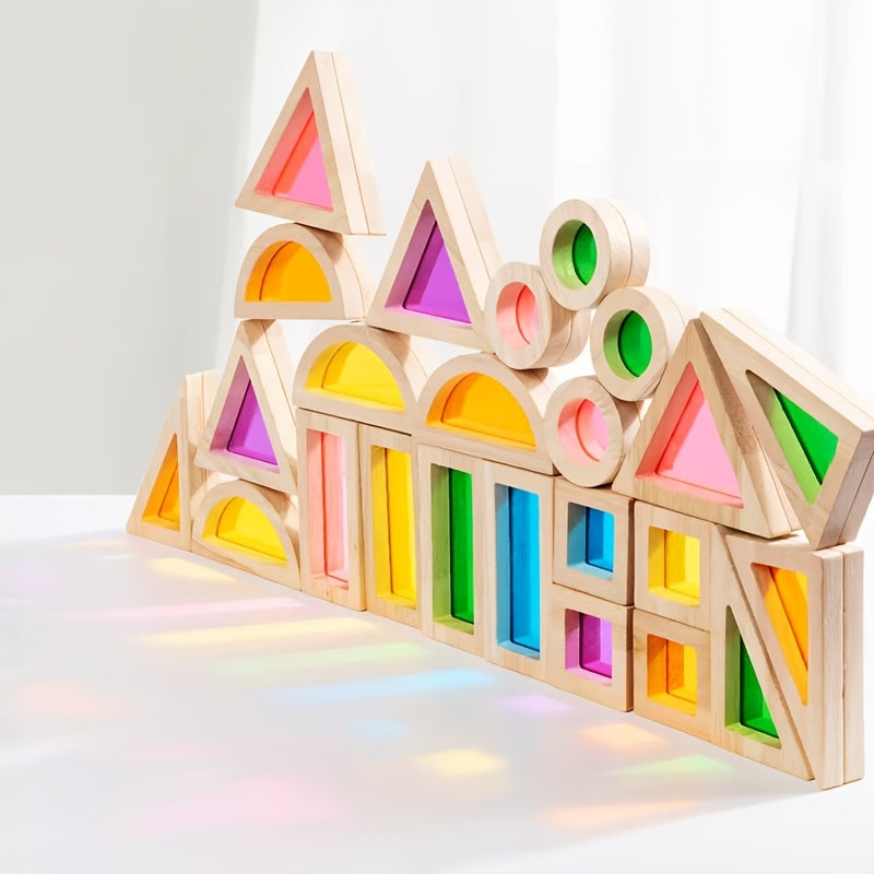 Translucent Colored Acrylic Building Blocks for Kids - Geometric Sensory Construction Toy, Parent-Child Bonding Educational Gift for Birthdays & Holidays