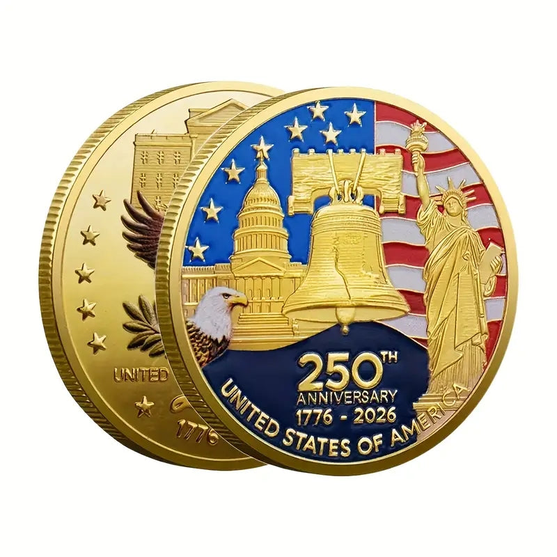 America 250th Anniversary Coin Set 2026 12pcs 1776-2026 USA Bicentennial Eagle Challenge Commemorative Medallion with Acrylic Cases Collector Gift