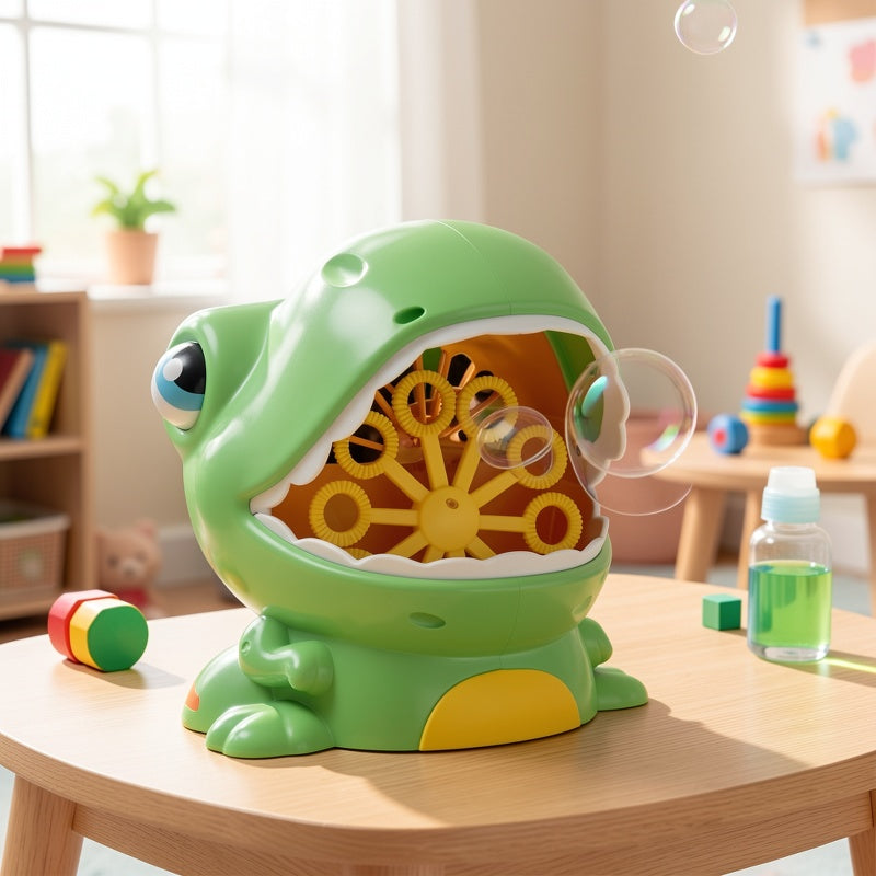 Dinosaur Bubble Machine Gun for Kids – 5000 Bubbles/Min with Bubble Solution Included, Outdoor Indoor Summer Toy, Dinosaur Party Favor Birthday Gift Green