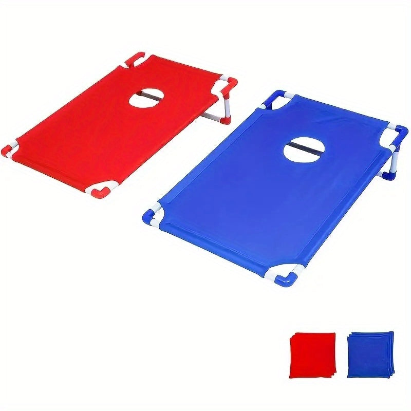 Bean Bag Toss Game Set Portable Cornhole Board – Foldable Outdoor Backyard Game with 12 Bean Bags & Storage Bag – Family Party Camping Lawn Game for Kids & Adults, Red or Blue