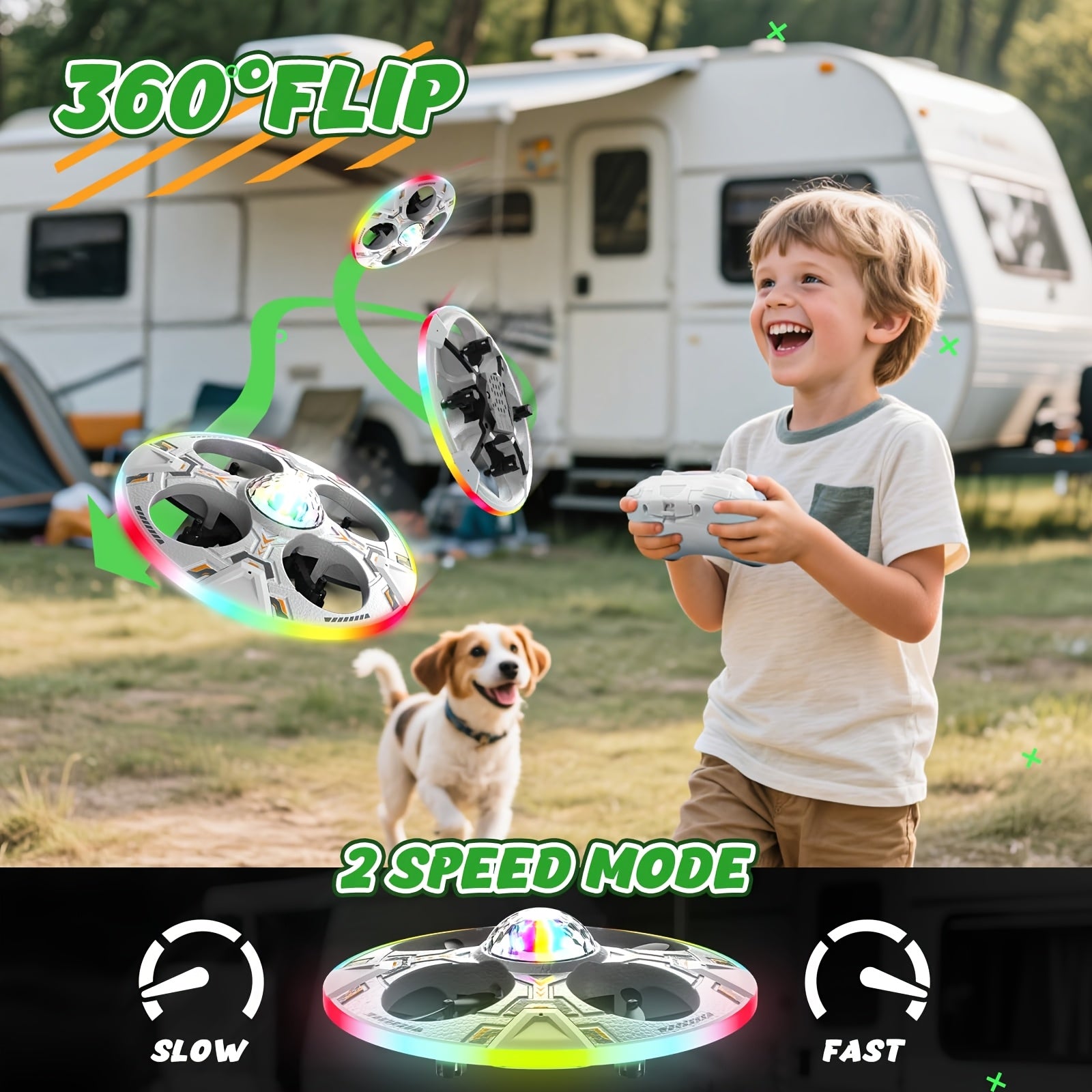 Mini UFO Drone for Kids RC Helicopter Remote Control Airplane with LED Lights Auto Hover 2 Batteries 14 Min Flight Indoor Outdoor Toy Gift