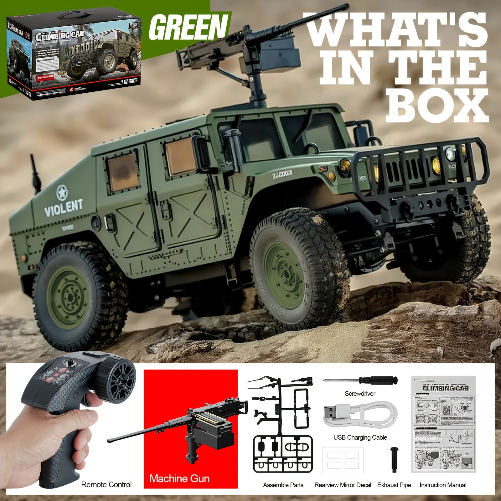 RC Off-Road Crawler Truck C8835 Full Scale Adult Remote Control Car Climbing Variable Speed Belt Simulation LED Lights Multiple Modes Hobby Gift for Men