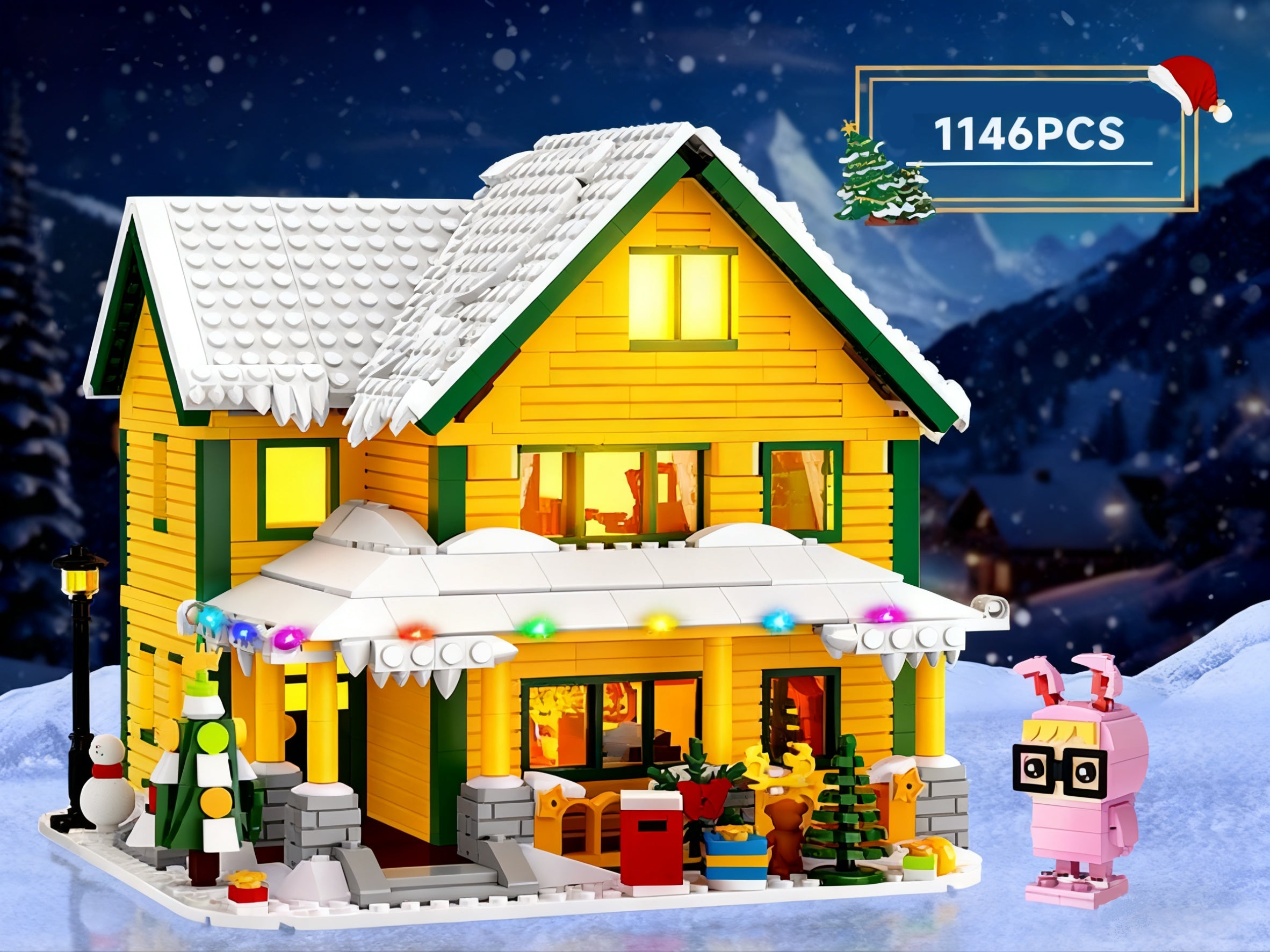 1146-Piece Christmas House Building Block Set with LED Lighting - Classic Christmas Story Model Kit, Character Figures & Detailed Interior, Holiday Display Decoration, Christmas Gift for Adults Families