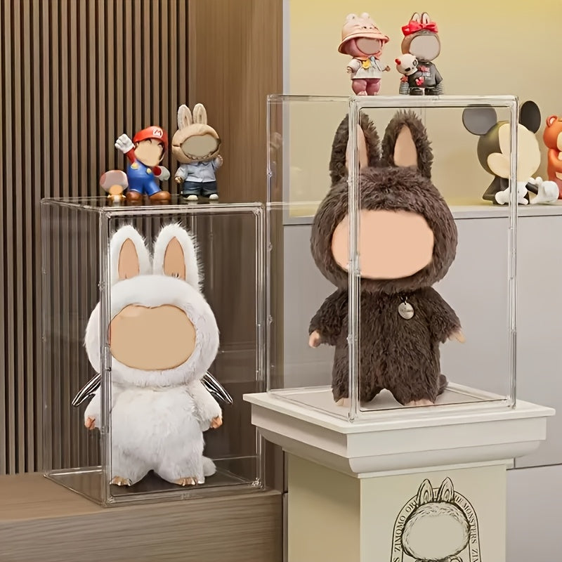 XXL Acrylic Display Case with Magnetic Door for LABUBU Figures Plushies & Collectibles – Crystal Clear Dust-Free Organizer Box, 1pc or 2pcs Set, Gift for Collectors Anime Funko Pop Fans