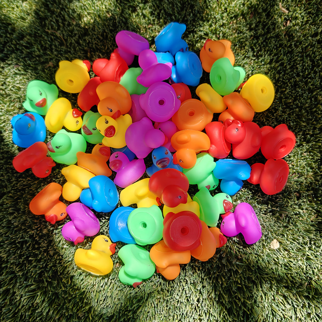 Mini Rainbow Duck Bath Toys 55 Pack – Bulk Colorful Rubber Ducks for Kids Bathtub Pool Party Favors, Goodie Bag Stuffers, Carnival Prizes Boys Girls