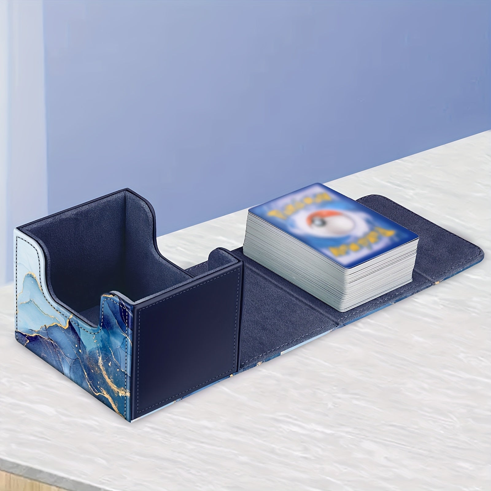 Magnetic Card Storage Box 180+ Cards MTG Pokemon TCG CCG with PU Divider Deck Box Marble Design Trading Card Organizer Collector Gift