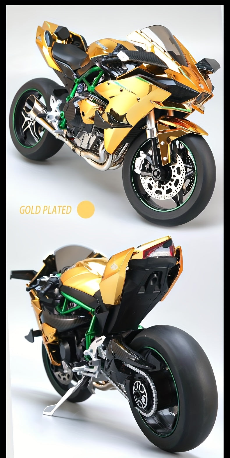 Die-Cast Motorcycle Model with Realistic Sound Effects & Exhaust Spray – 1:6 Scale Alloy Replica with LED Lights, Rotating Wheels & 8 Accessories, Collector Gift for Motorcycle Enthusiasts