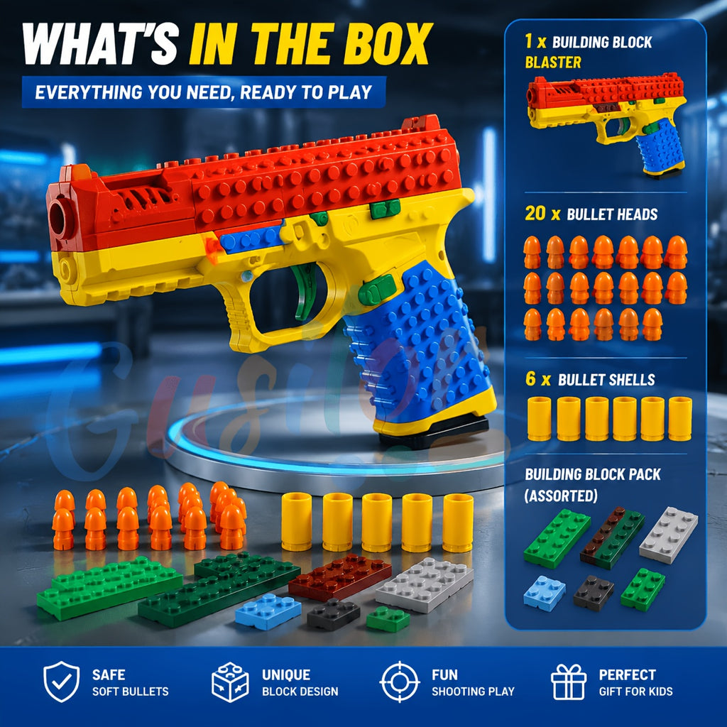 Soft Bullet Toy Gun Pistol with Ejecting Shells Semi-Auto Rapid Fire Foam Blaster 40 Bullets Indoor Outdoor Shooting Game for Boys Ages 6 Plus - Gift
