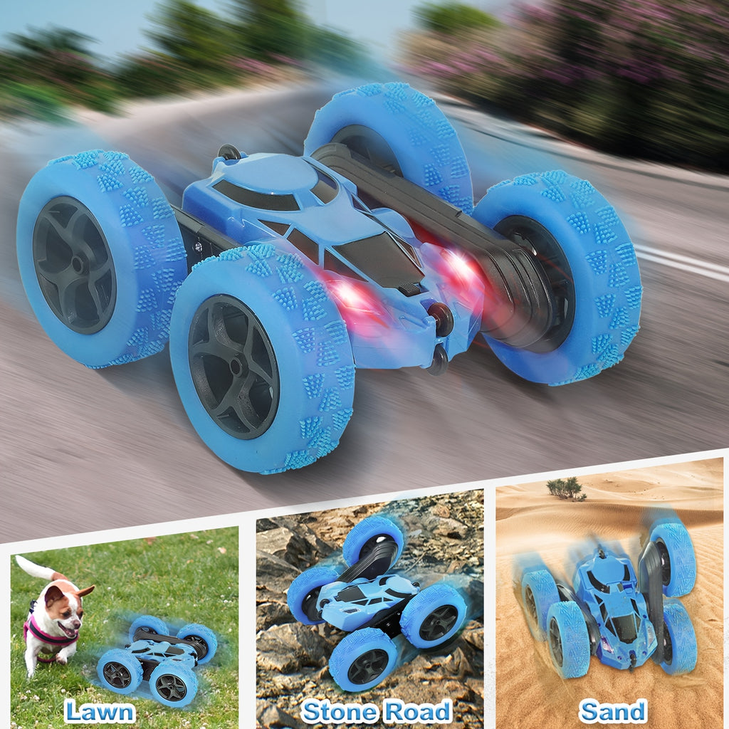 RC Stunt Car Double Sided 360 Flip 4WD Remote Control Car 2.4GHz LED Headlights 1400mAh Rechargeable Battery All Terrain Kids Boys Ages 6+ Birthday Christmas Gift