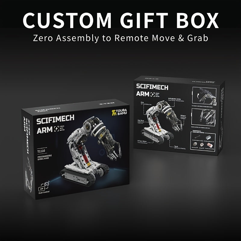 1468-Piece Robotic Arm Building Block Set Remote Control - Mechanical Tech Arm 3-Claw 8-Way Control Gear Linkage, ABS STEM Engineering Toy for Adults Teens, Unique Birthday Christmas Gift