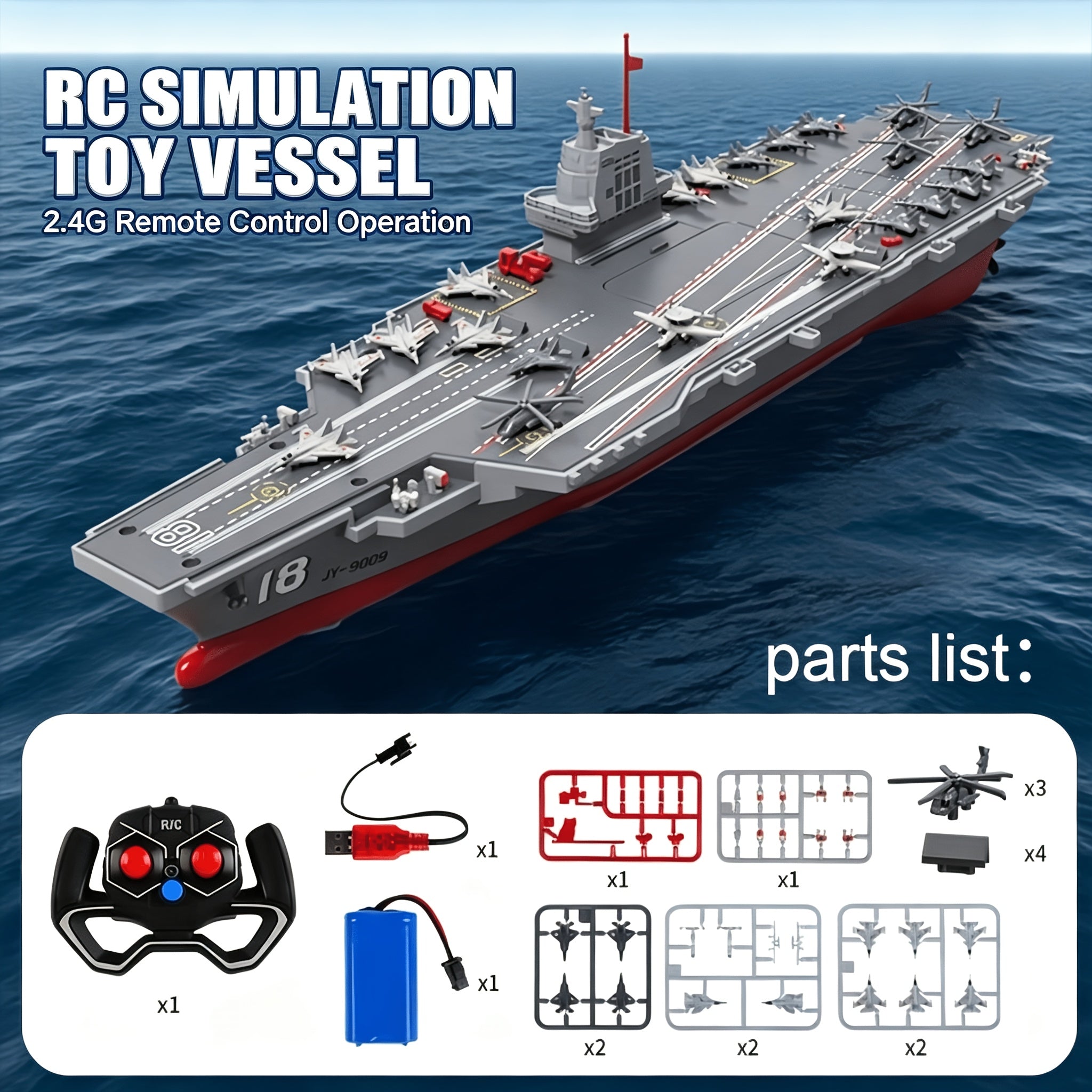 RC Aircraft Carrier Ship 1:800 Scale Fujian Model DIY Assembly Remote Control Boat Water Activated Sound Effects Adult Hobby Gift