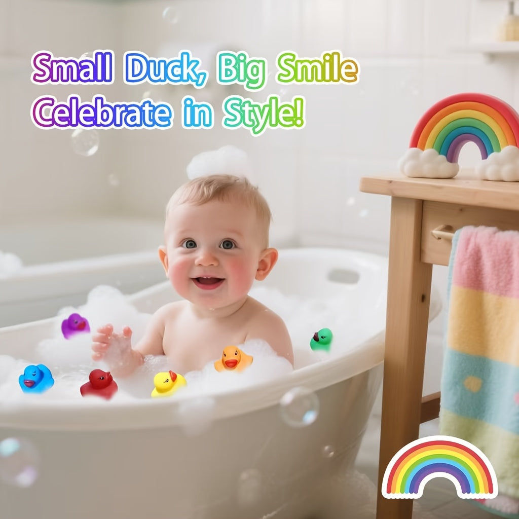 Mini Rainbow Duck Bath Toys 55 Pack – Bulk Colorful Rubber Ducks for Kids Bathtub Pool Party Favors, Goodie Bag Stuffers, Carnival Prizes Boys Girls