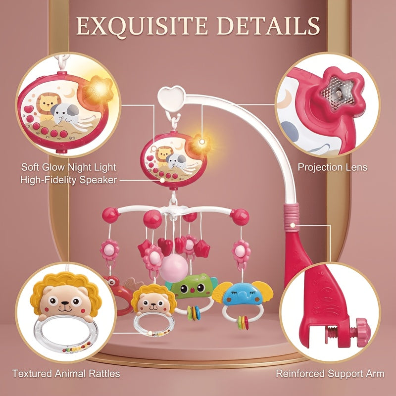 Baby Crib Bell Musical Hanging Toy - Crib Mobile with Music & Lights, Spinning Bell for Baby Bed, Portable Crib Toy for Boys Girls, Christmas Birthday Gift for Newborns Infants