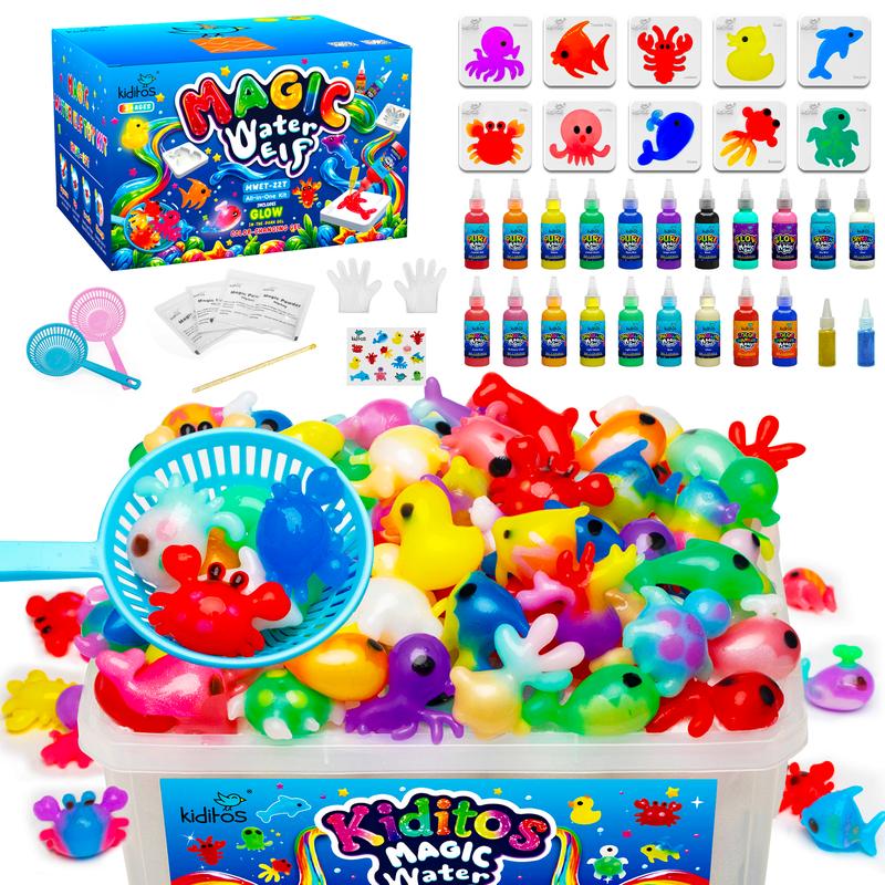 DIY Water Pets Kit by Kiditos, Magic Water Elf Gel and Sea Creature Molds for Squishy Sensory Crafts, Screen-Free Play and Birthday Gifts for Kids Ages 3+