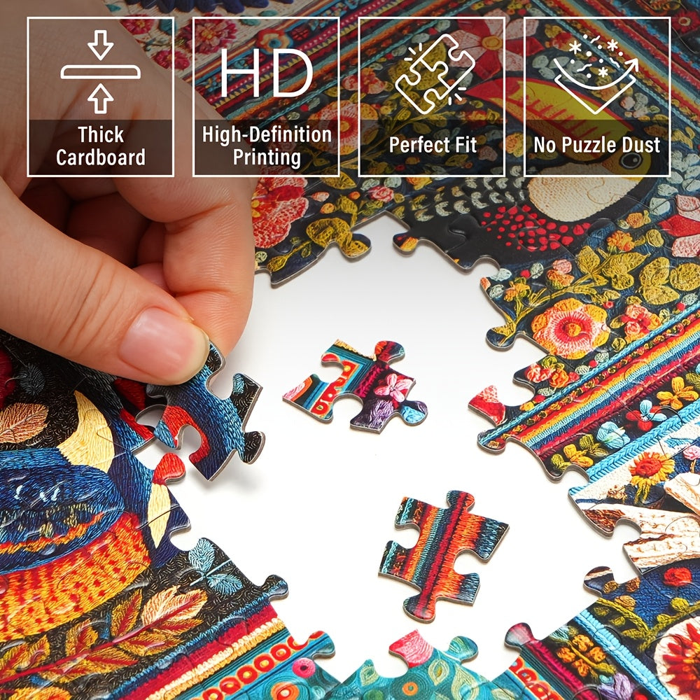 1000-Piece Bird Crochet Jigsaw Puzzle for Adults Difficult Animal Puzzle with Letters on Back Family Game Night Home Decor Gift for Men Women Birthday Christmas