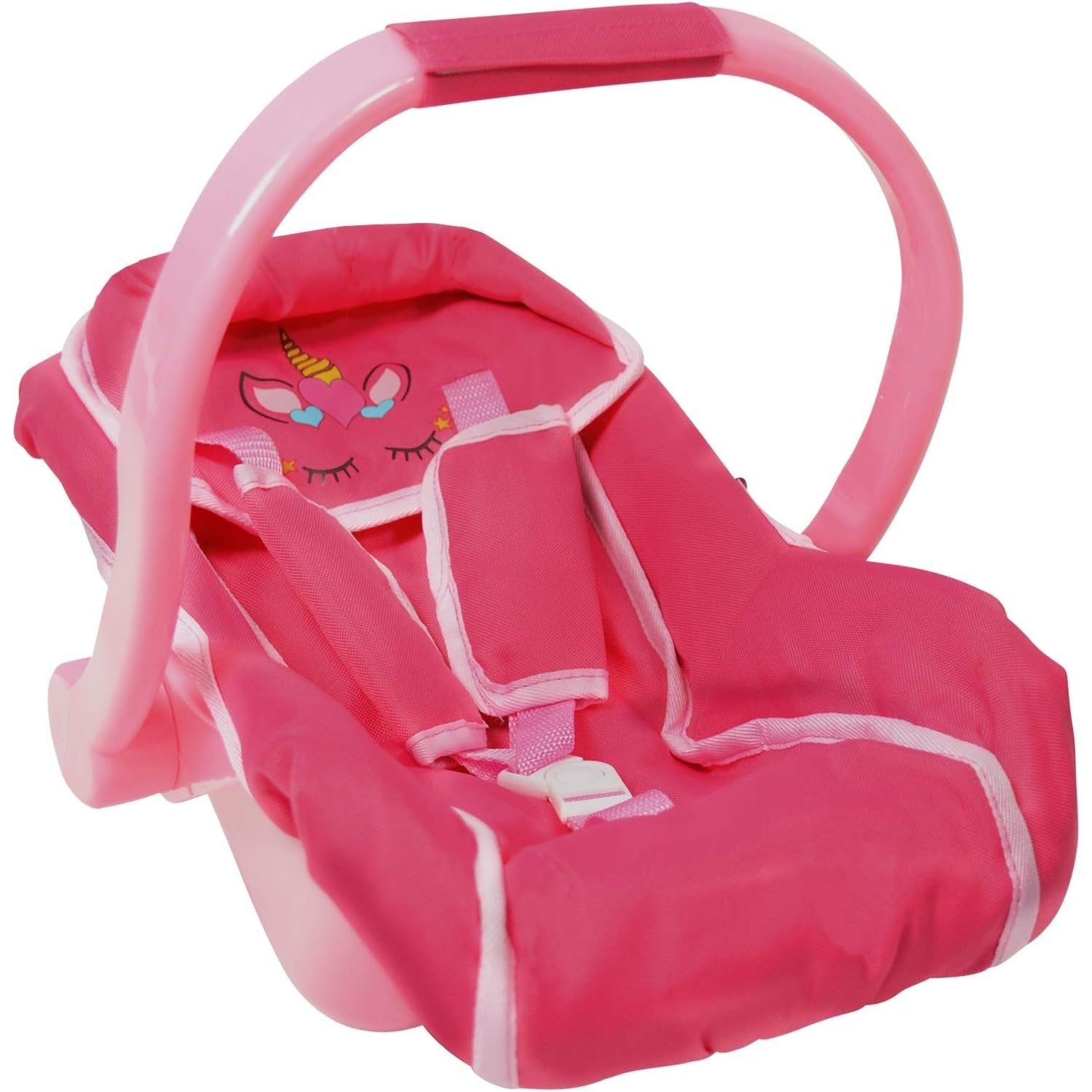 Unicorn Baby Doll Car Seat for 18 Inch Dolls – Pink Unicorn Doll Carrier & Travel Accessory, Safety-Tested Lead-Free Role Play Toy, Birthday & Christmas Gift for Girls Ages 3+