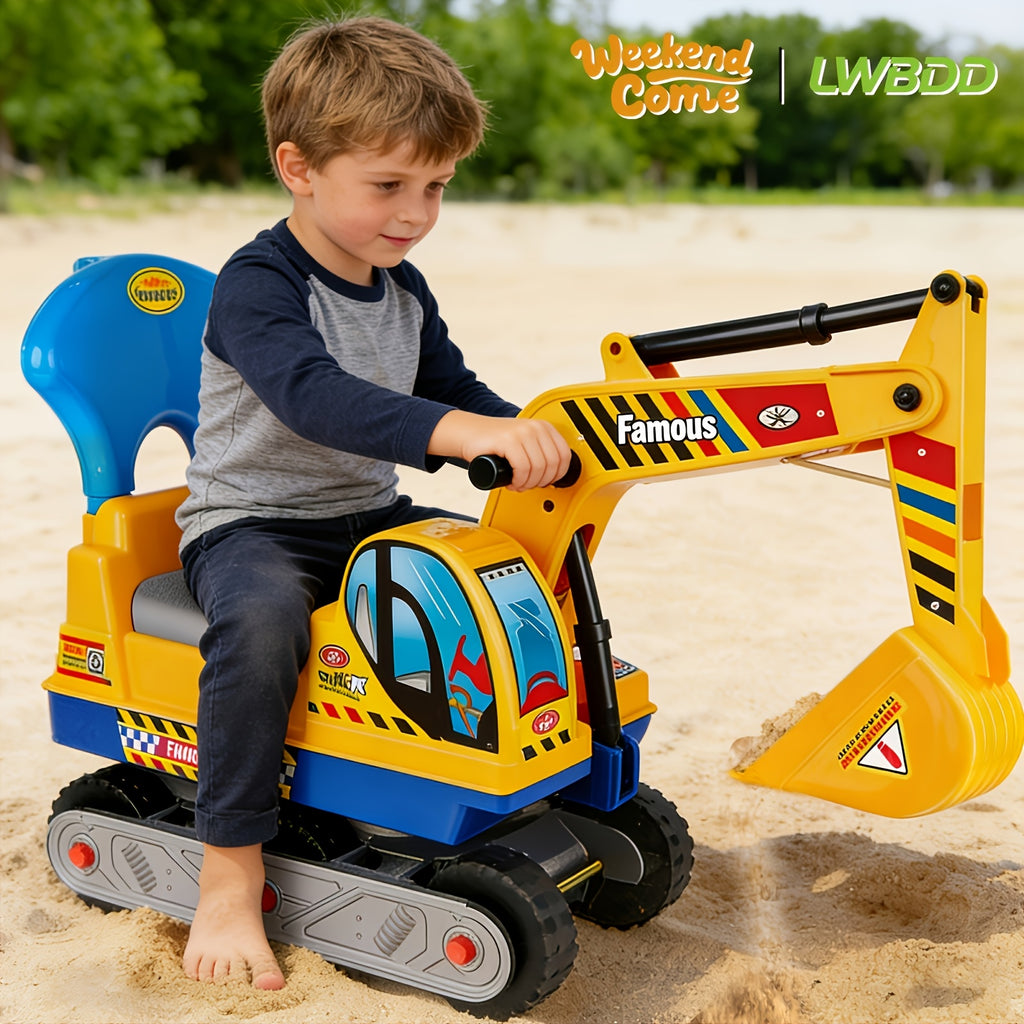 Ride On Construction Truck for Kids Ages 3-6 Large Engineering Vehicle Toy with Safety Bumpers - Manual Powered Indoor Outdoor Beach Play - Birthday Christmas Gift for Boys Girls