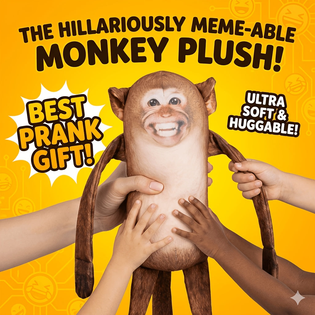 Magnetic Hanging Monkey Plush Toy 9.8 Inch - Funny Fridge Magnet Stuffed Animal Prank Gag Gift for Office Home Decor, Meme Novelty Gift for Adults Teens, Monkey Business Lover Gift