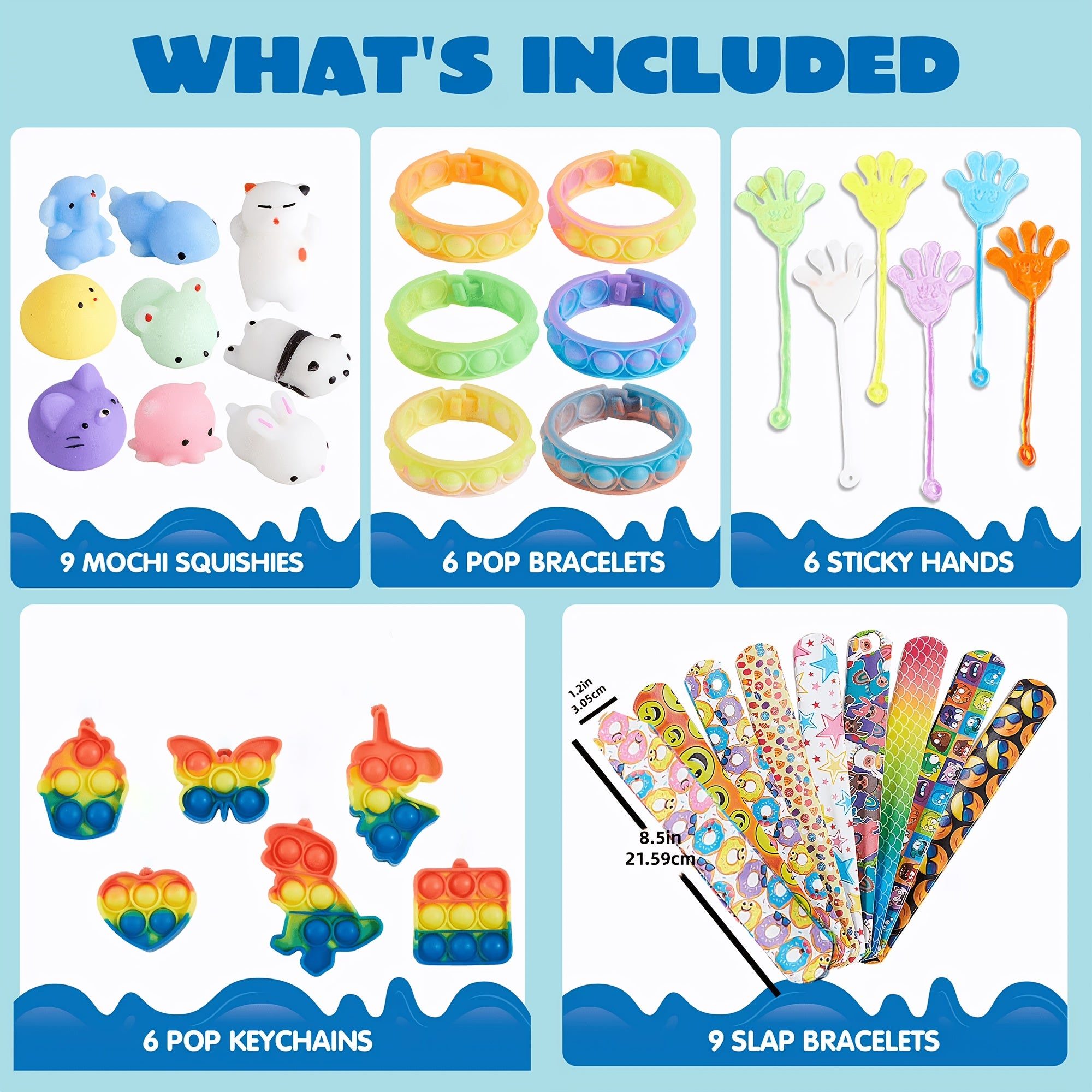 Bulk Party Favors Fidget Toys 60pcs 9 Styles Kids Goodie Bag Fillers Birthday Pinata Stuffers Classroom Prizes Stocking Stuffers Boys Girls