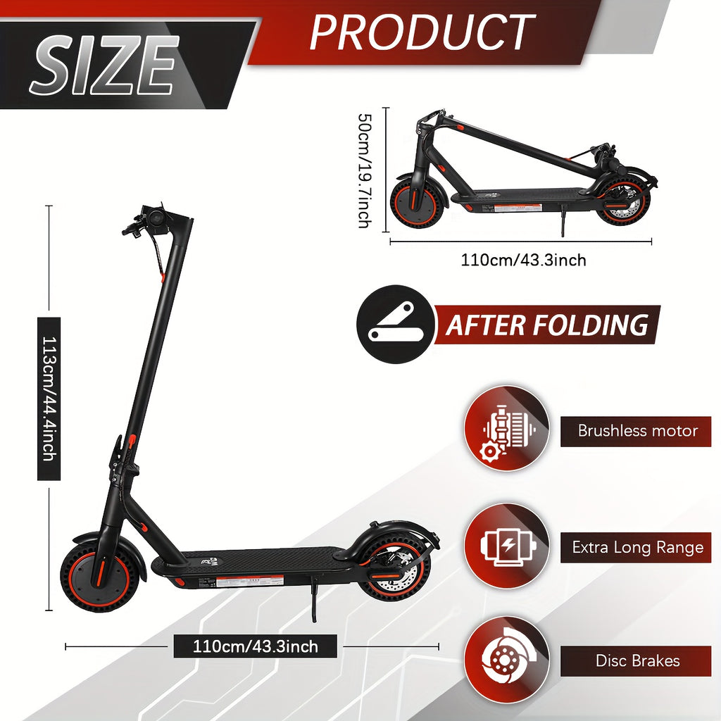 Electric Scooter for Adults 350W Folding 8.5-Inch with LED Display - 3 Speed Modes 15-30 Mile Range E-ABS Disc Brake 220LB Capacity - Commuter E-Scooter Black