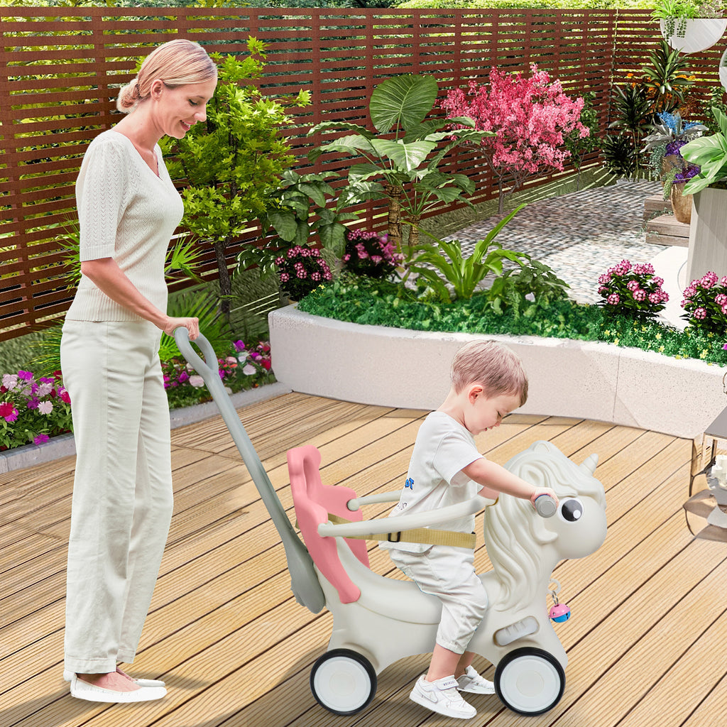 3 in 1 Rocking Horse for Toddlers 12M+ – Detachable Balance Bike, Ride-On Toy & Push Handle, Balance Board, Safe Indoor Outdoor Baby Gift for Boys & Girls Ages 1+