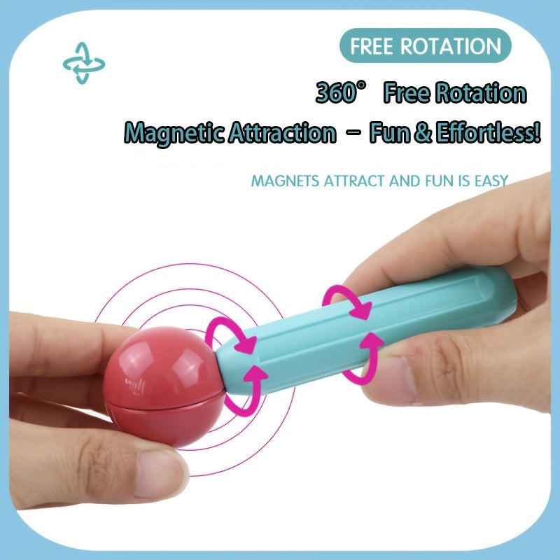 Magnetic Building Sticks and Balls Set 62pcs 360 Degree Rotating STEM Brain Training Toy for Kids Boys Girls Ages 3 4 5 6 7 - Birthday Gift