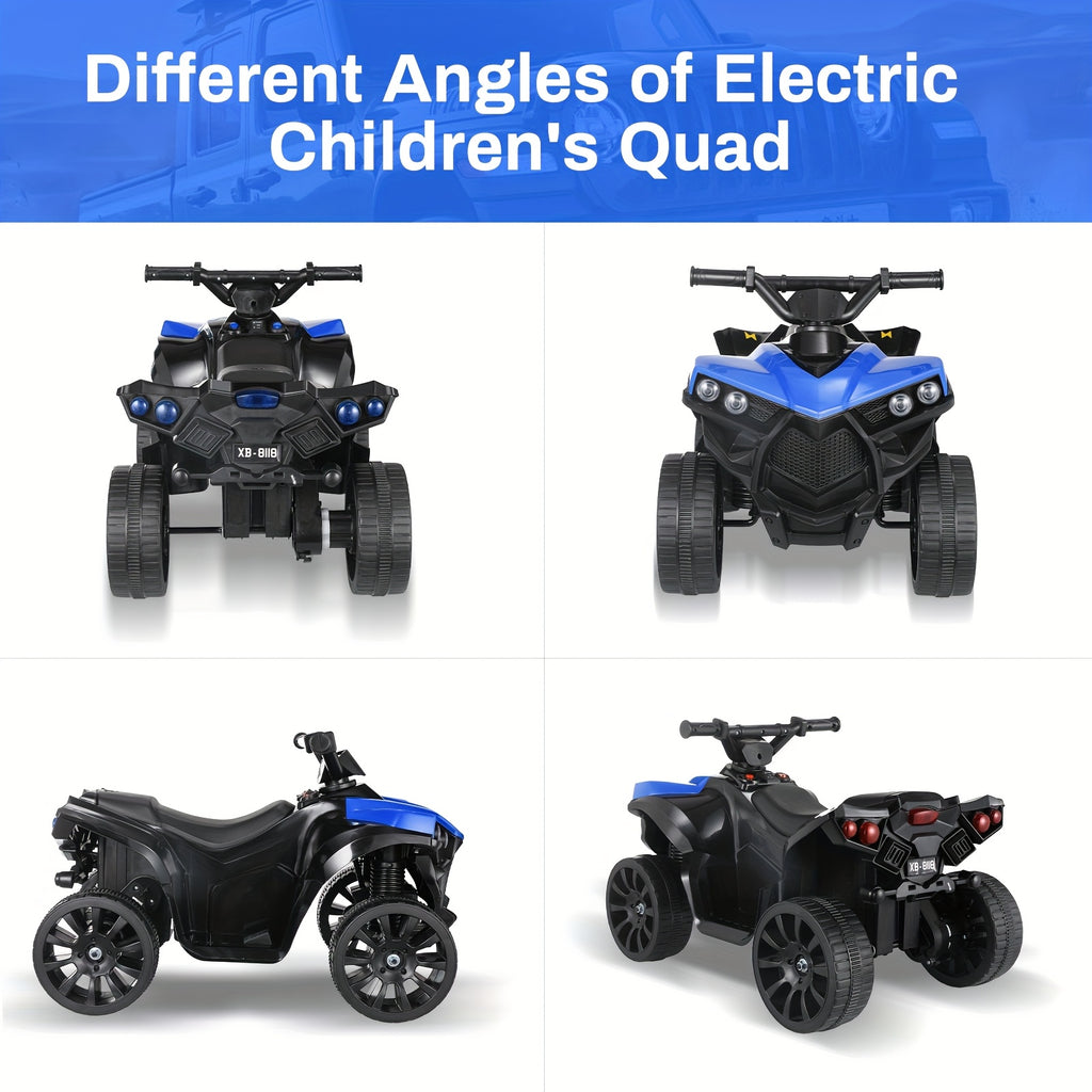 Kids Electric ATV Ride On Quad with Headlights & Pedal Accelerator - All-Terrain Anti-Slip Tires 55LB 1.86 MPH - Birthday Christmas Halloween Gift for Boys Girls Toddlers